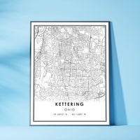 Kettering, Ohio Modern Map Print 