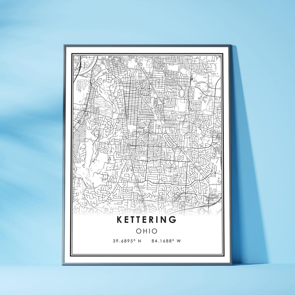 Kettering, Ohio Modern Map Print 