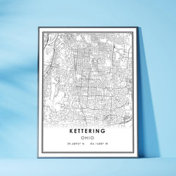 Kettering, Ohio Modern Map Print 