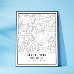 Bergenfield, New Jersey Modern Map Print