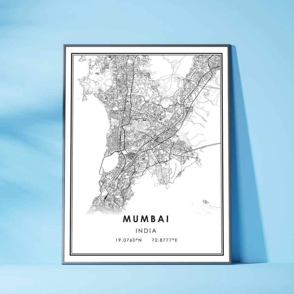 Mumbai, India Modern Style Map Print 