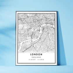 London, England Modern Style Map Print 