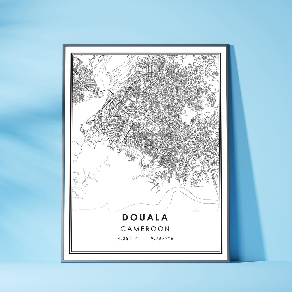 Douala, Cameroon Modern Style Map Print 