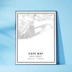 Cape May, New Jersey Modern Map Print 