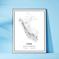 
              Peru, South America Modern Style Map Print 
            