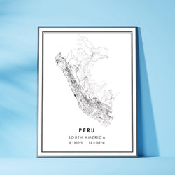 Peru, South America Modern Style Map Print 