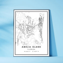 Amelia Island, Florida Modern Map Print 