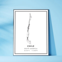 Chile, South America Modern Style Map Print 