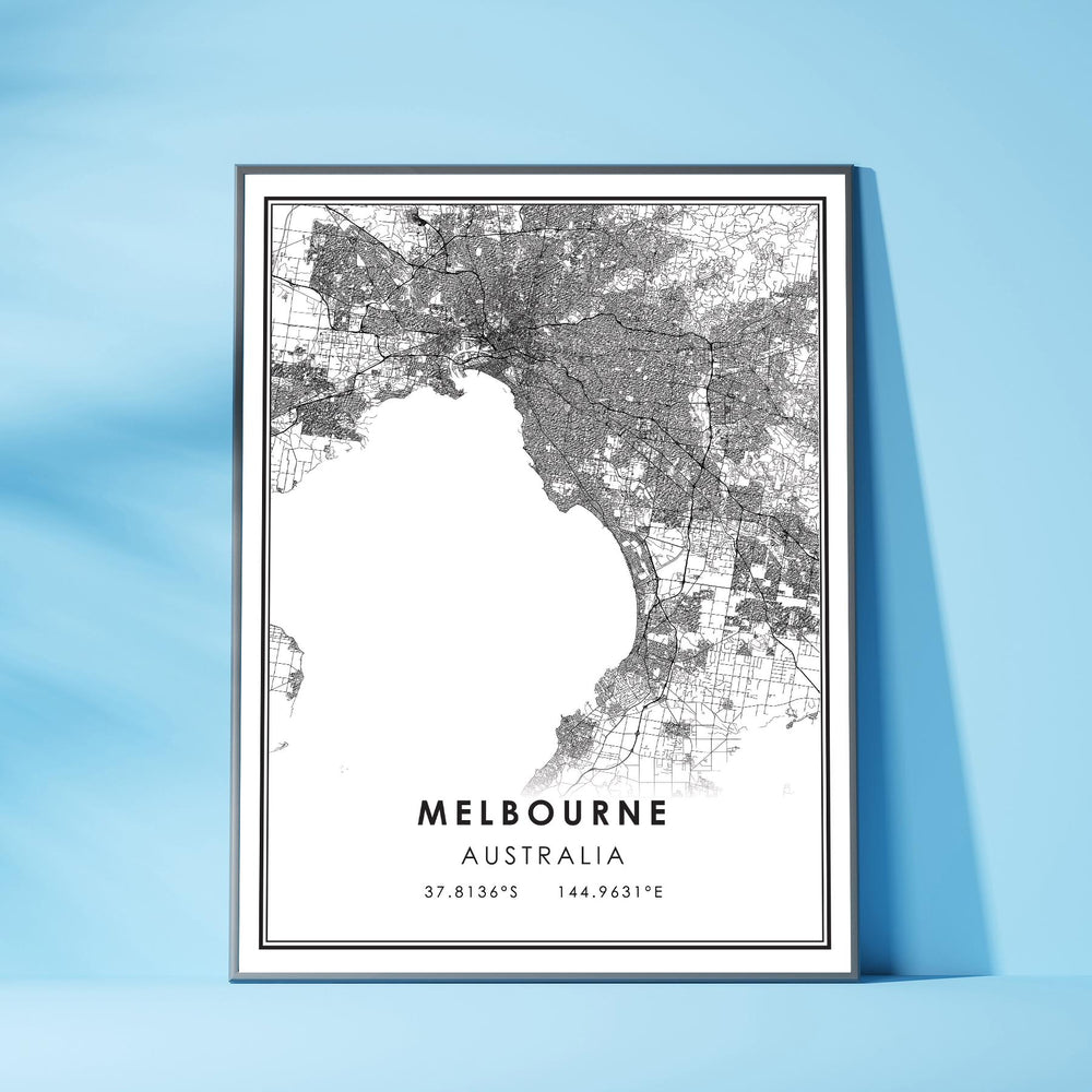 Melbourne, Australia Modern Style Map Print 