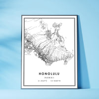 
              Honolulu, Hawaii Modern Map Print 
            
