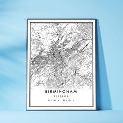 Birmingham, Alabama Modern Map Print 