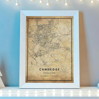 
              Cambridge, England Vintage Style Map Print 
            