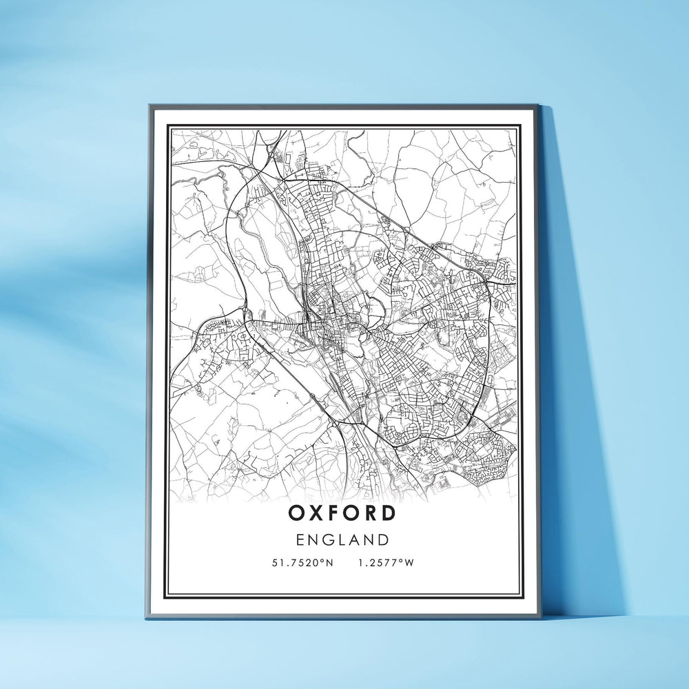 Oxford, England Modern Style Map Print 