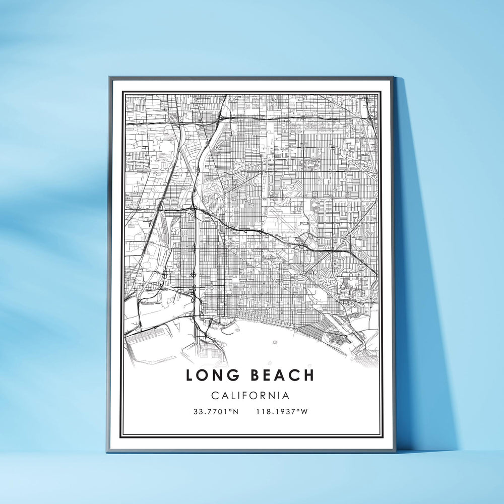 Long Beach, California Modern Map Print 