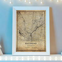 
              Buckhead, Georgia Vintage Style Map Print 
            