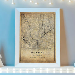 Buckhead, Georgia Vintage Style Map Print 