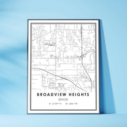 Broadview Heights, Ohio Modern Map Print 