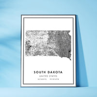 
              South Dakota, United States Modern Style Map Print
            