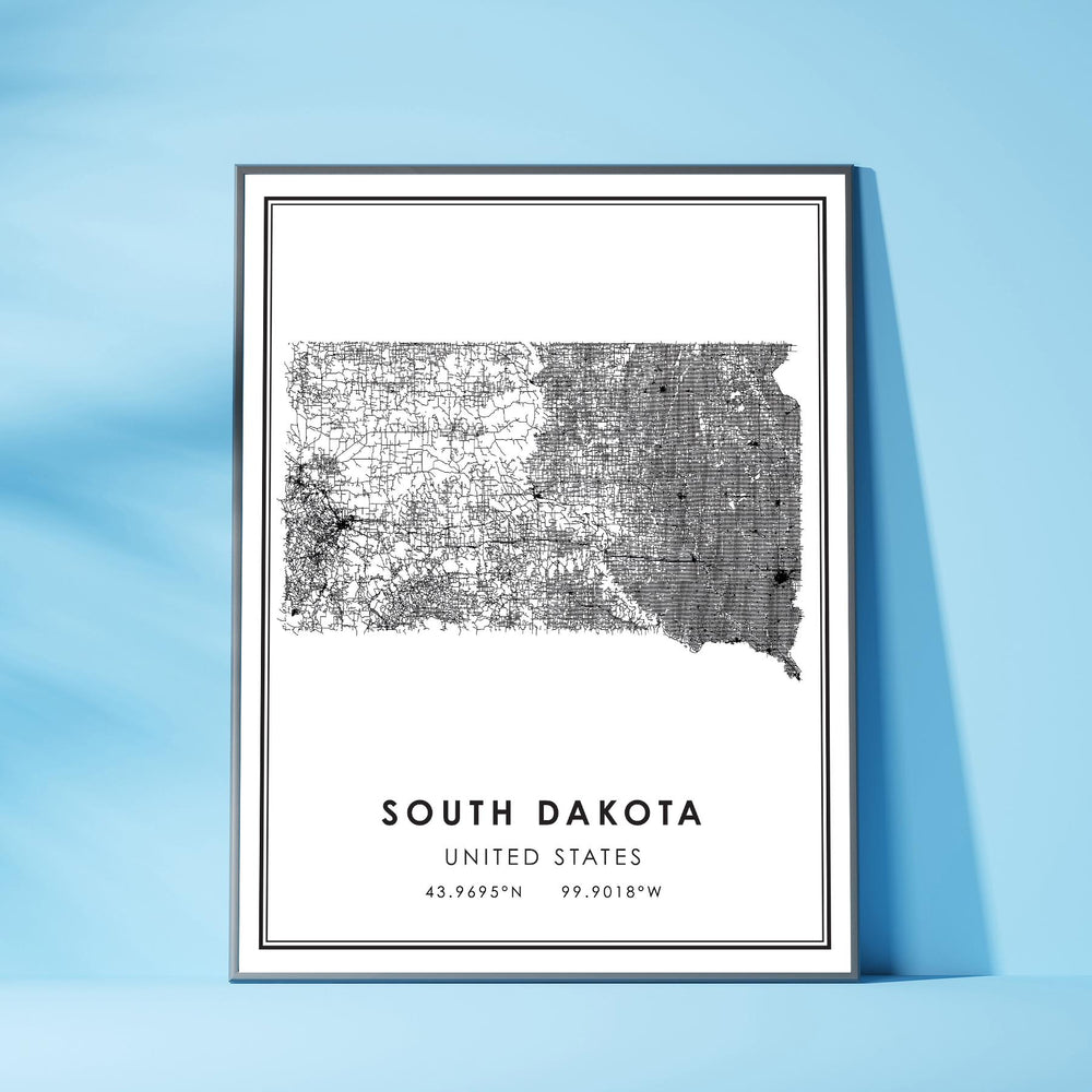 South Dakota, United States Modern Style Map Print