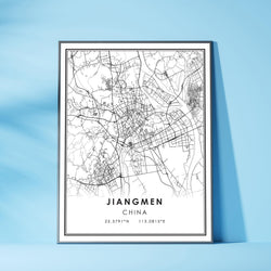 Jiangmen, China Modern Style Map Print