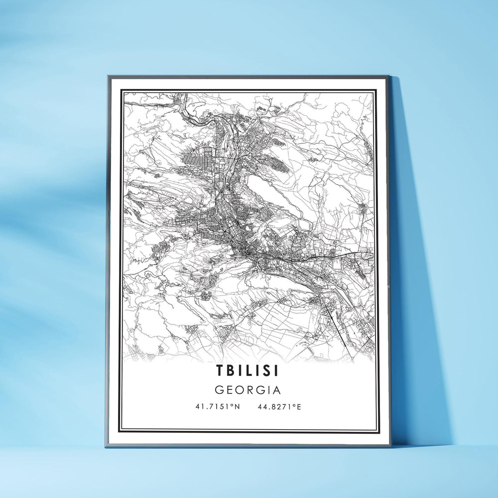 Tbilisi, Georgia Modern Style Map Print 