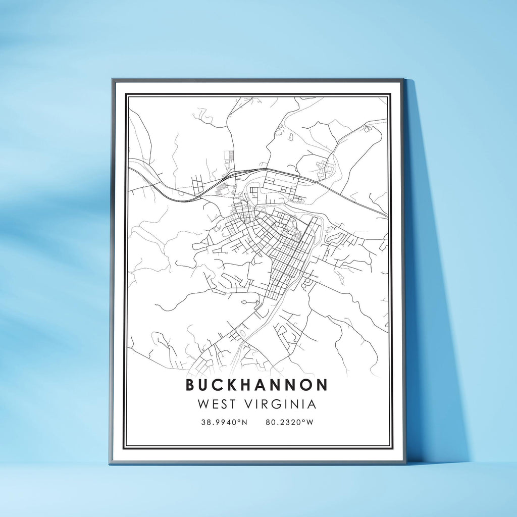 Buckhannon, West Virginia Modern Map Print 