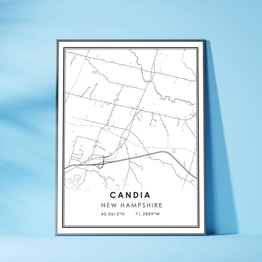 Candia, New Hampshire Modern Map Print 