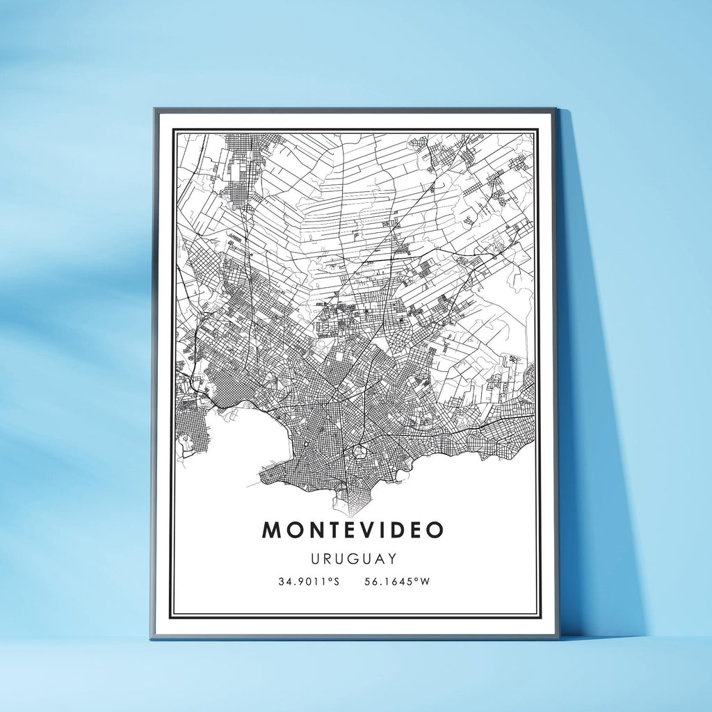 Montevideo, Uruguay Modern Style Map Print 