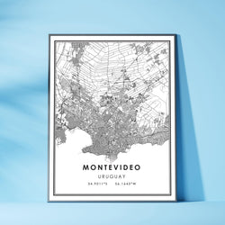 Montevideo, Uruguay Modern Style Map Print 