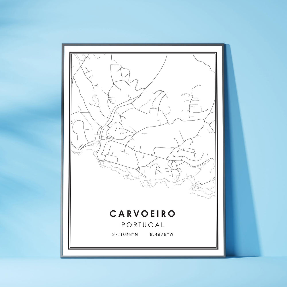 Carvoeiro, Portugal Modern Style Map Print 