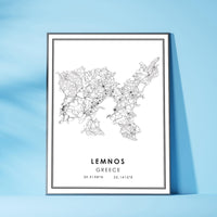 
              Lemnos, Greece Modern Style Map Print 
            
