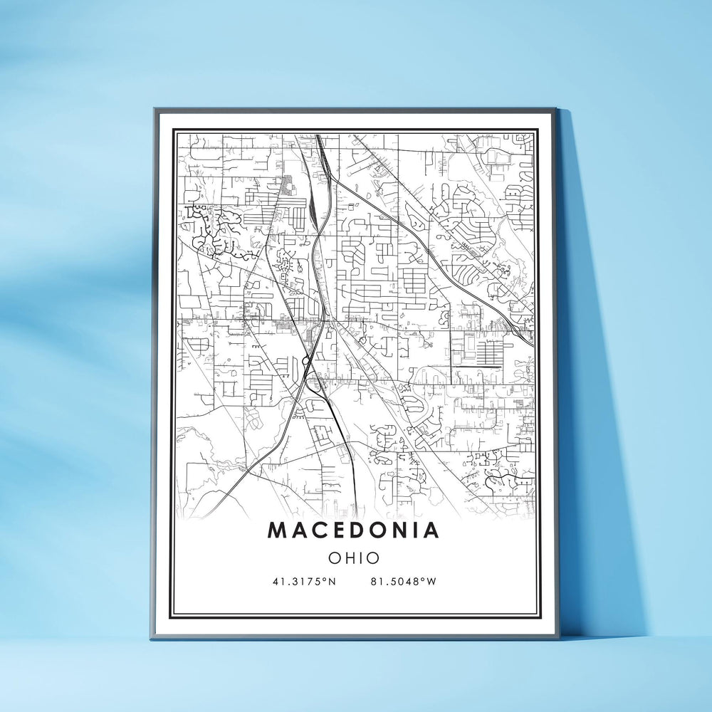 Macedonia, Ohio Modern Map Print