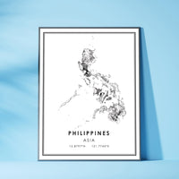 
              Philippines, Asia Modern Style Map Print 
            