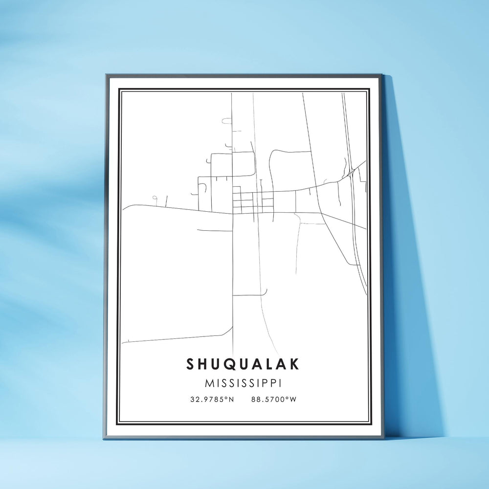 Shuqualak, Mississippi Modern Map Print 