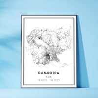 
              Cambodia, Asia Modern Style Map Print 
            