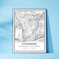 Clairemont, San Diego , California Modern Map Print 