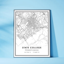 State College, Pennsylvania Modern Map Print 