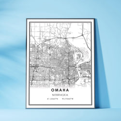 Omaha, Nebraska Modern Map Print 