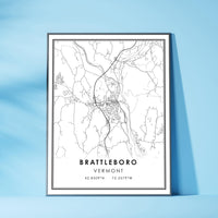 
              Brattleboro, Vermont Modern Map Print 
            