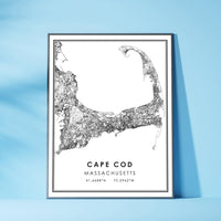 Cape Cod, Massachusetts Modern Map Print 