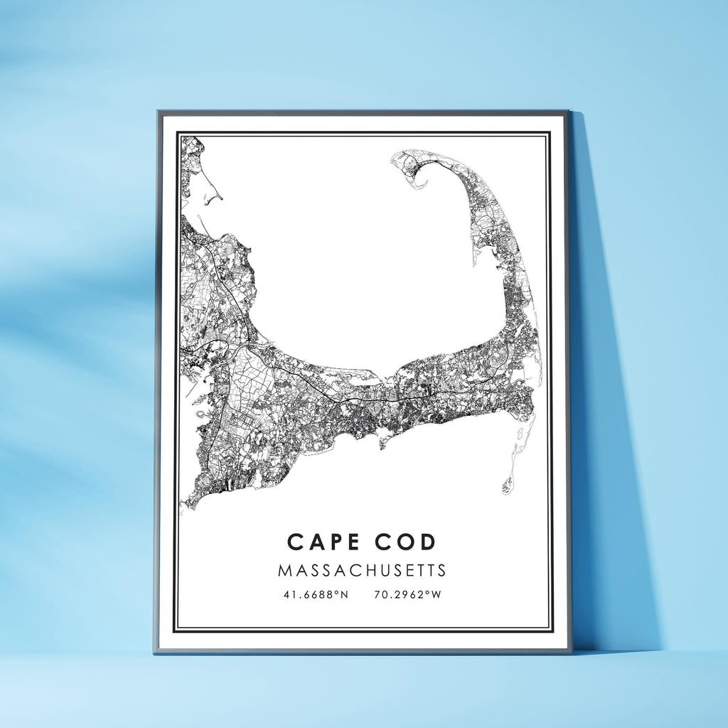 Cape Cod, Massachusetts Modern Map Print 