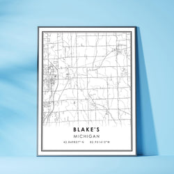 Blake's, Michigan Modern Map Print 