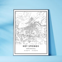 
              Hot Springs, Arkansas Modern Map Print 
            