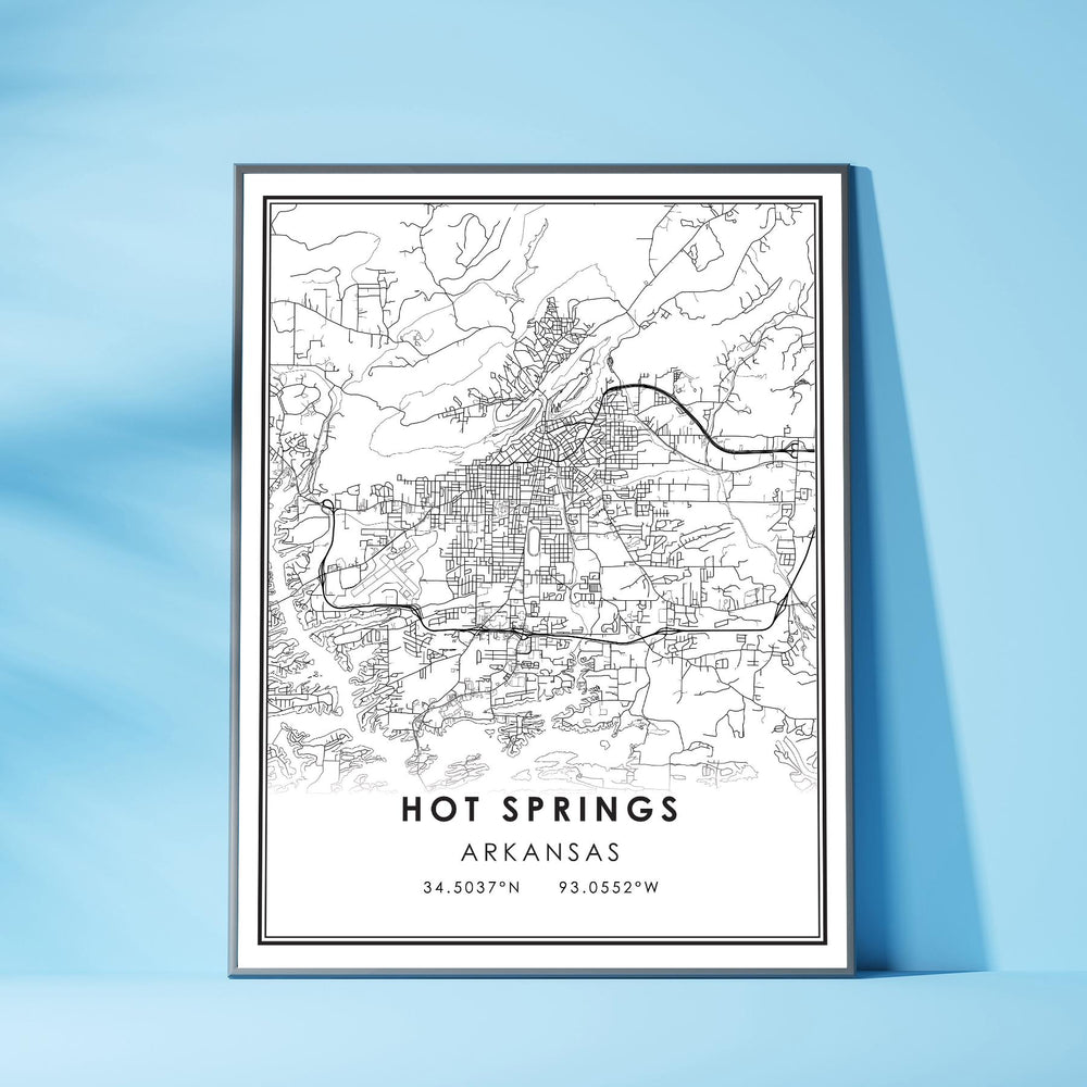 Hot Springs, Arkansas Modern Map Print 