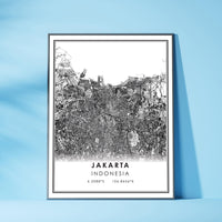 Jakarta, Indonesia Modern Style Map Print 