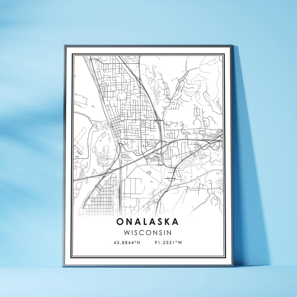 Onalaska, Wisconsin Modern Map Print 