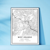 West Orange, New Jersey Modern Map Print 