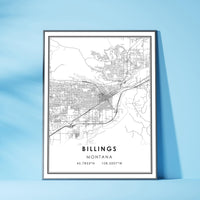 
              Billings, Montana Modern Map Print 
            