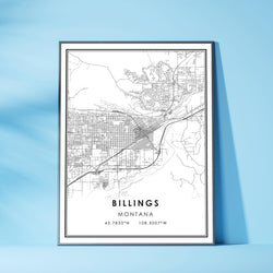 Billings, Montana Modern Map Print 