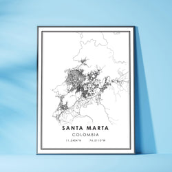 Santa Marta, Colombia Modern Style Map Print 